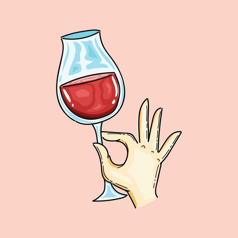 vin Skål isolerat i rosa bakgrund illustration design vektor