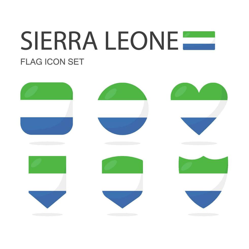 Sierra leone 3d Flagge Symbole von 6 Formen alle isoliert auf Weiß Hintergrund. vektor