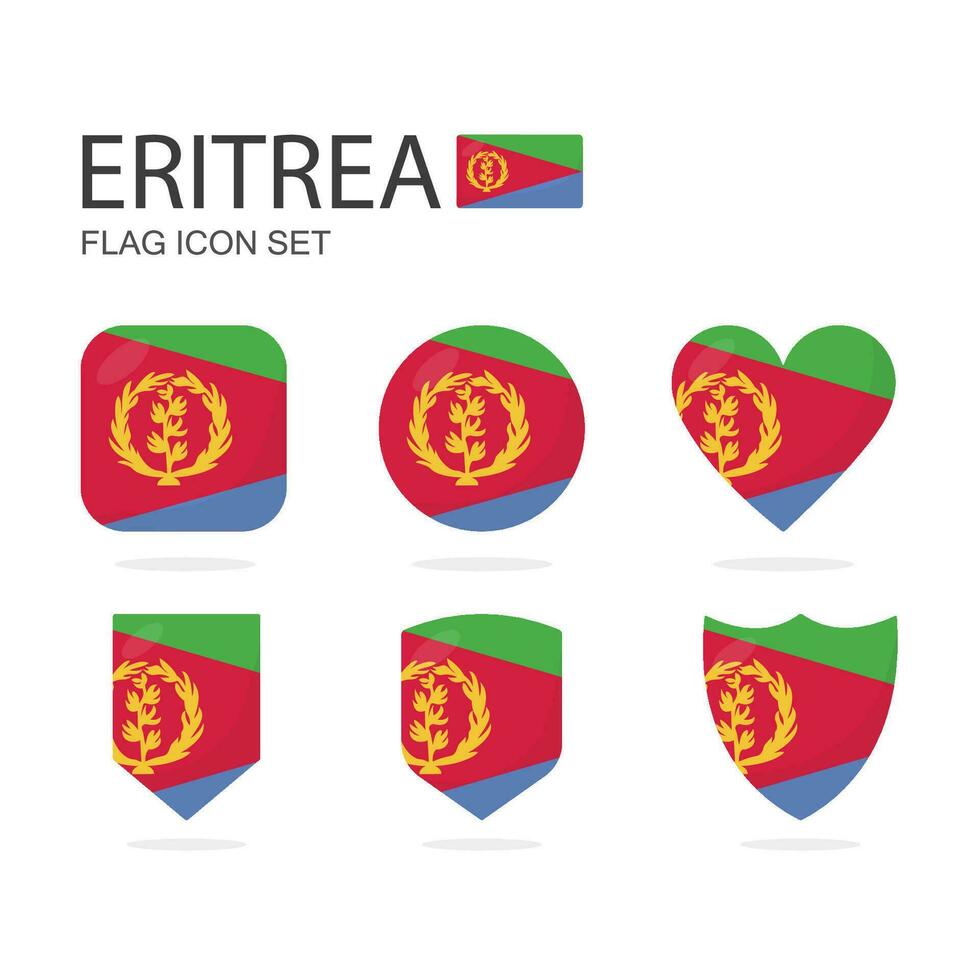 eritrea 3d Flagge Symbole von 6 Formen alle isoliert auf Weiß Hintergrund. vektor