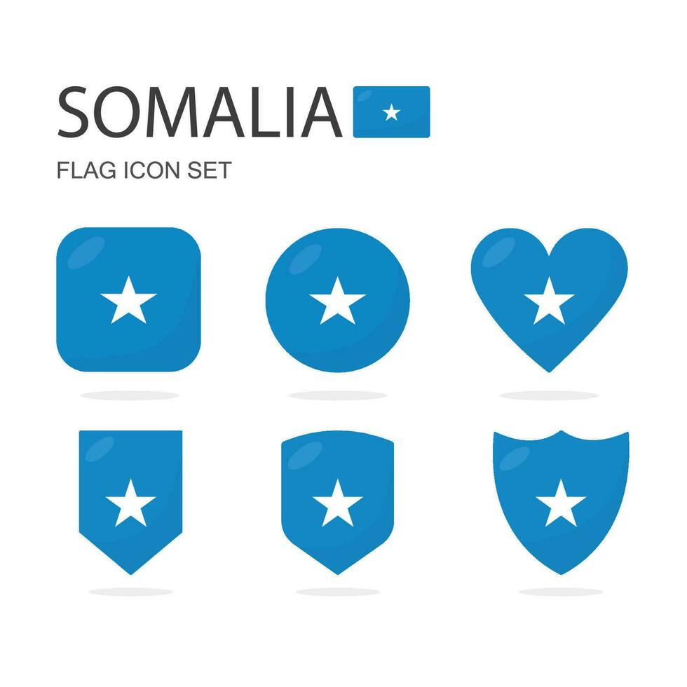 Somalia 3d Flagge Symbole von 6 Formen alle isoliert auf Weiß Hintergrund. vektor