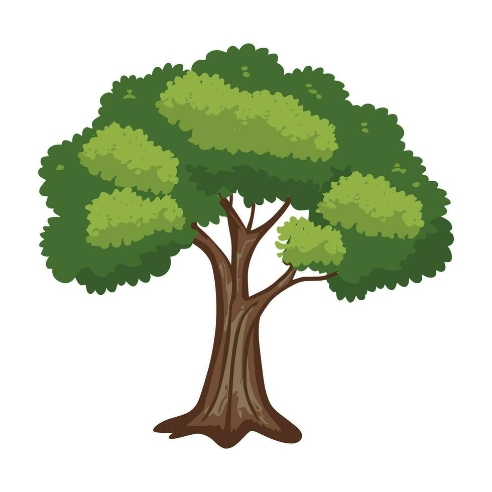 en tecknad serie träd med grön löv på en vit bakgrund vektor