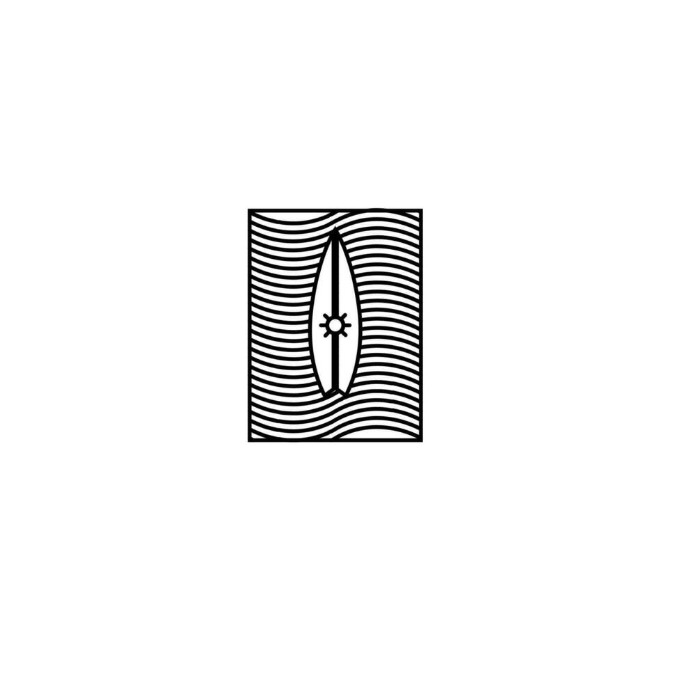 surfing svart och vit illustration för logotyp, element, design, mall, etc vektor