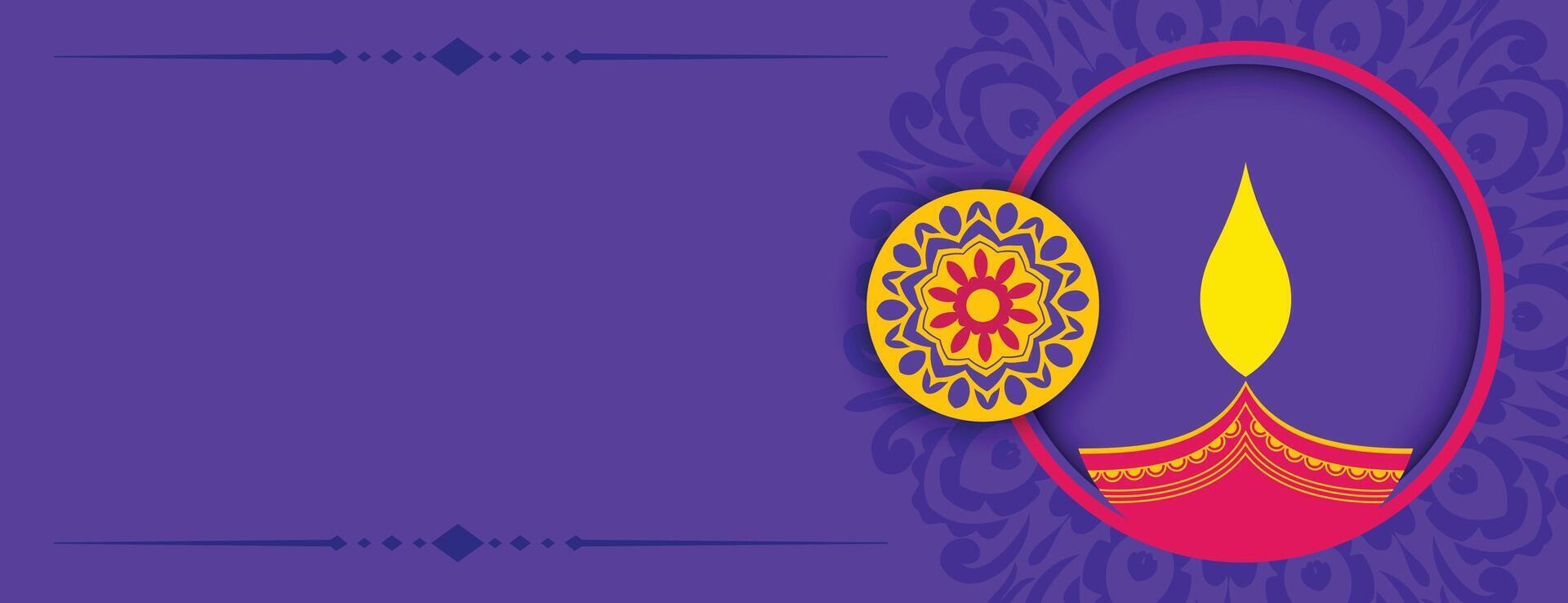 glücklich Diwali lila Banner mit Text Raum vektor