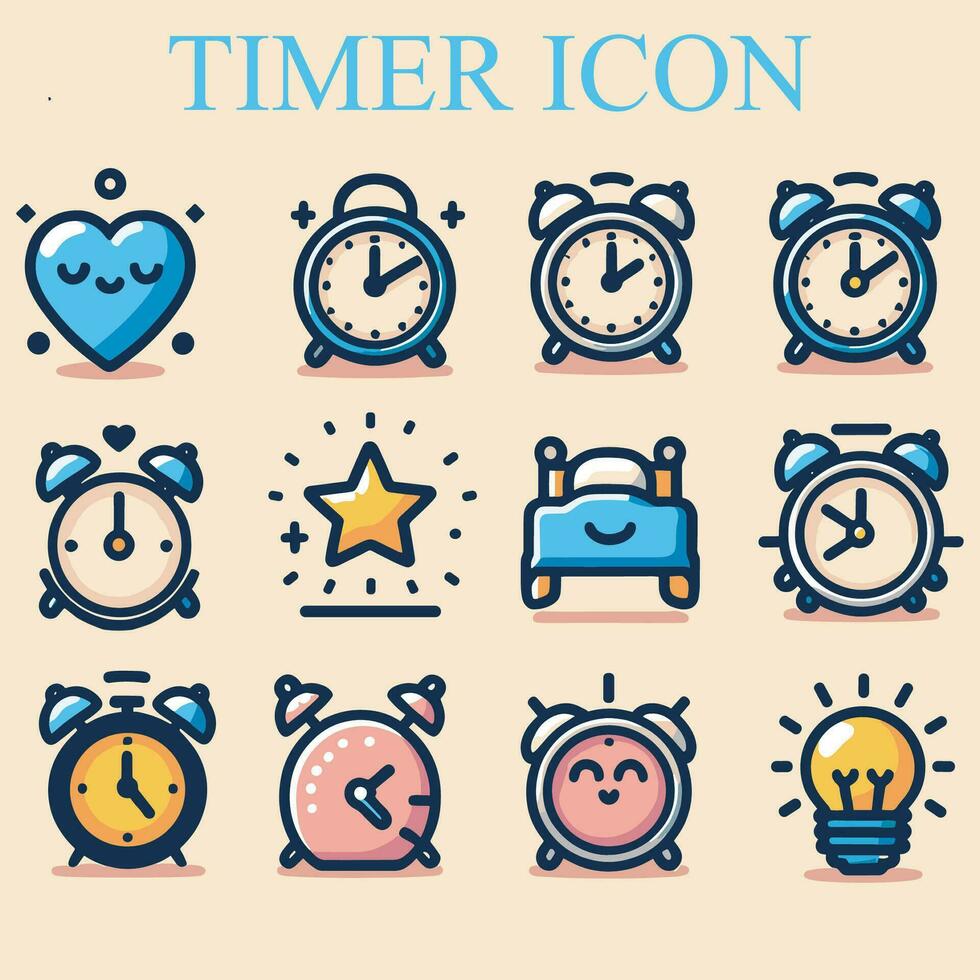 samling av enkel 12 ikoner klocka söt vektor
