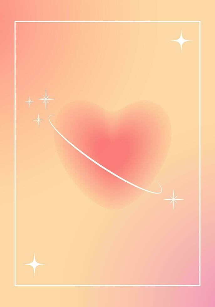 Poster Rosa mit verschwommen Herz. Hintergrund zum romantisch Karte im y2k Stil. vektor