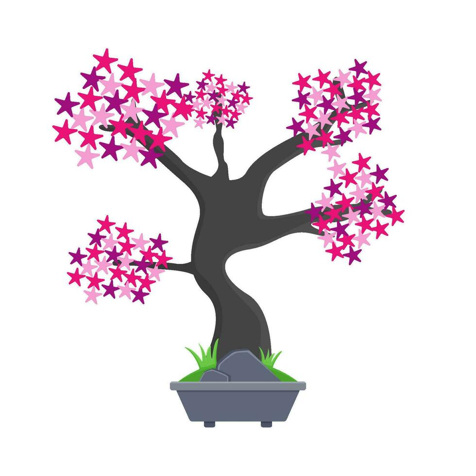 Bonsai Sakura Blume im Topf Illustration vektor