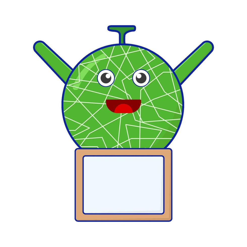 Cantaloup-Melone Charakter mit Tafel Illustration vektor