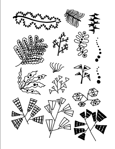 Set of Doodle Leaves hand rita vektor