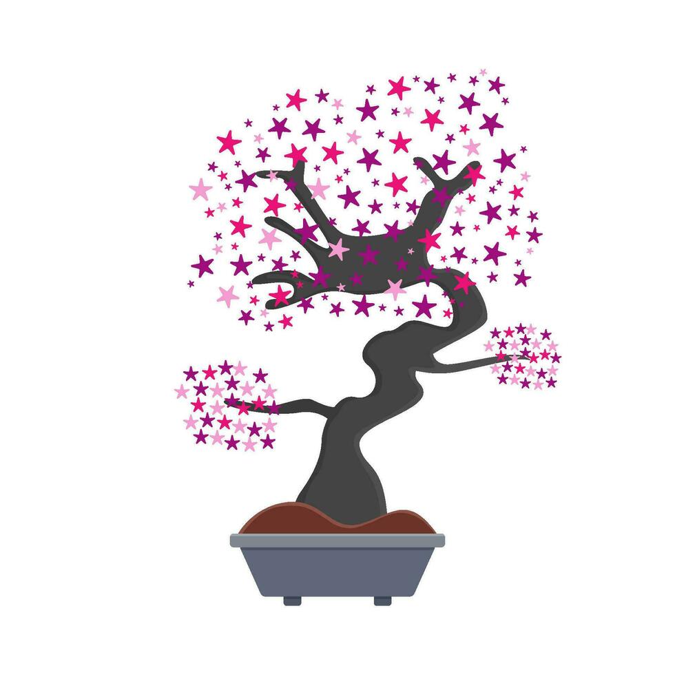 Bonsai Sakura Blume im Topf Illustration vektor