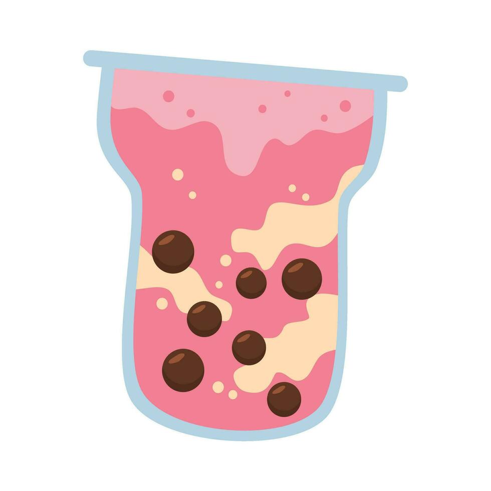 Erdbeere Blase Milch Tee Illustration vektor