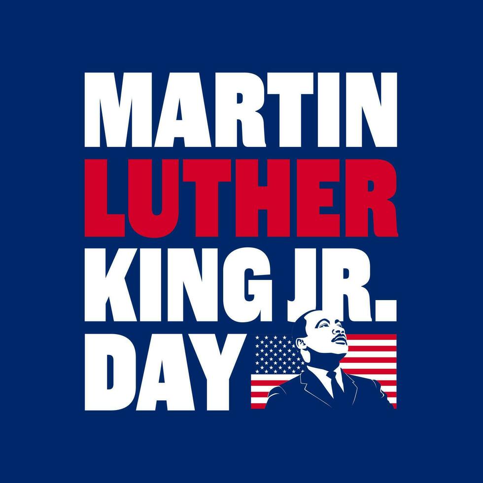 Martin Luther König jr Tag., Vektor Illustrationen, Typografie Gruß Karte Design. Grafik Design zum Banner, USA Flagge.