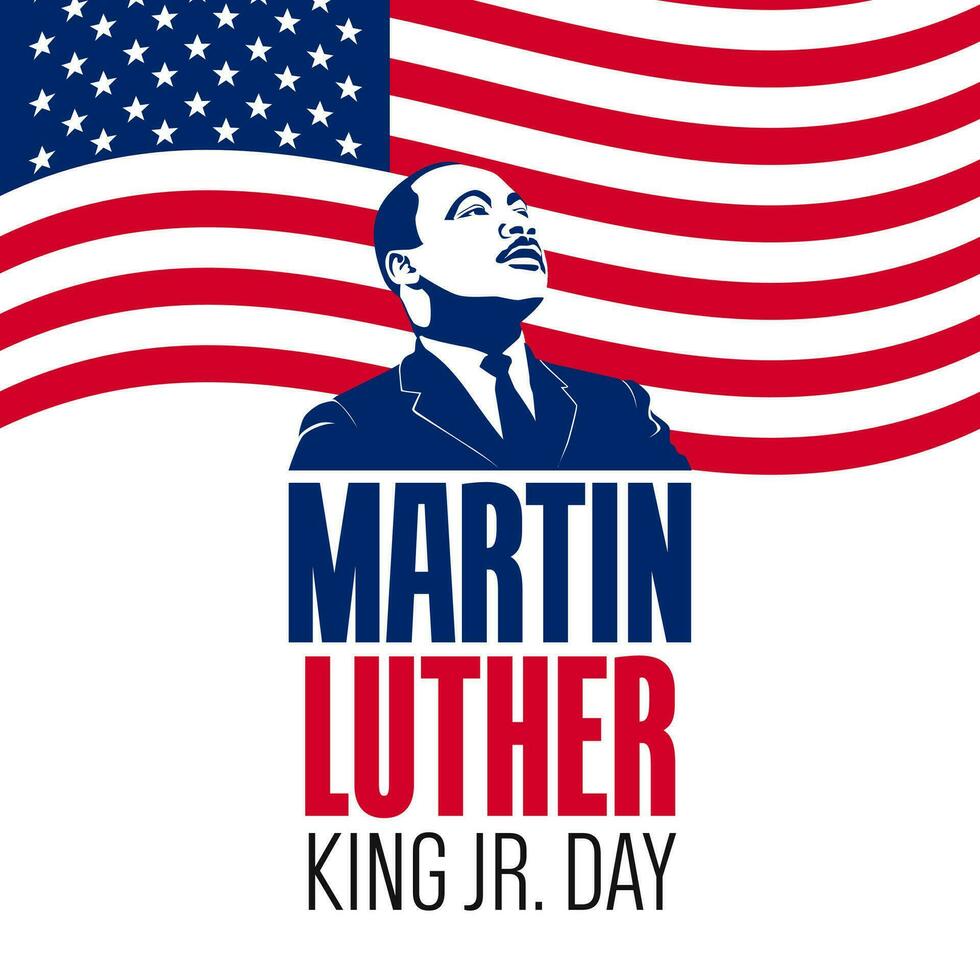 Martin luther kung jr dag., vektor illustrationer, typografi hälsning kort design. grafisk design för baner, USA flagga.