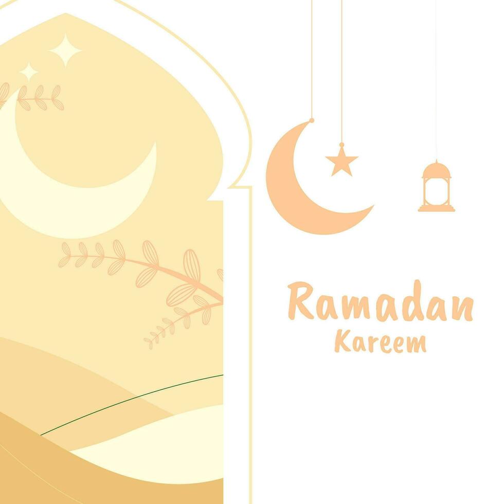 ramadan kareem hälsning kort. ramadan affisch design med hand dragen stil vektor