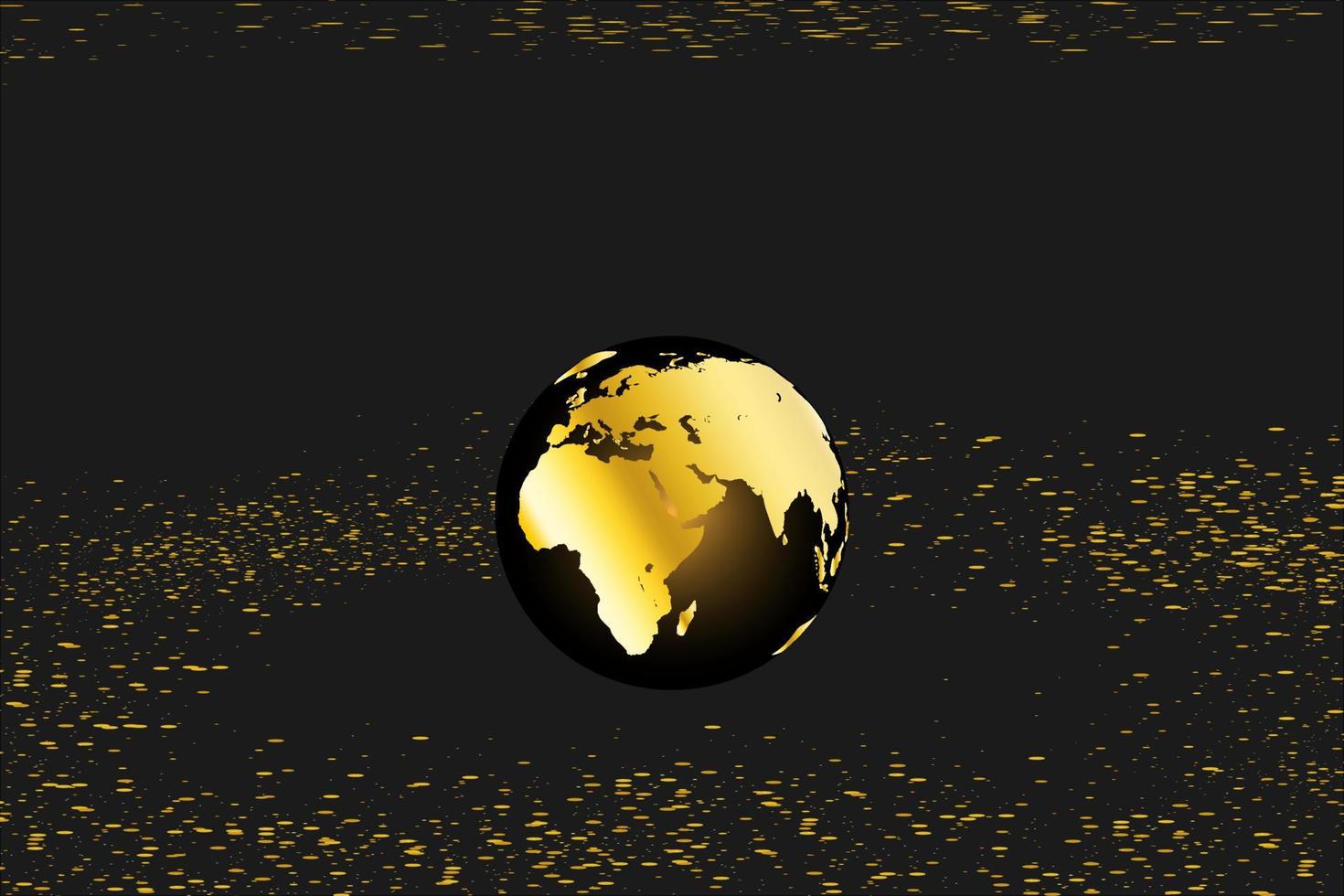 gyllene jorden modern med gnistrande galax. lyx guldklot planet koncept bakgrund vektor