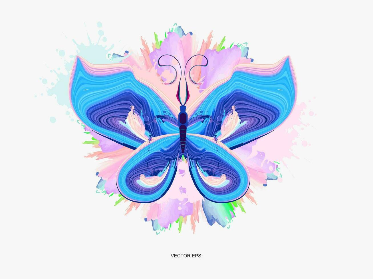 en fjäril med lila och blå vingar på en vit bakgrund vektor