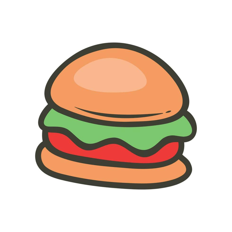 vektor ikon illustration. färgrik hamburgare. isolerat på vit bakgrund