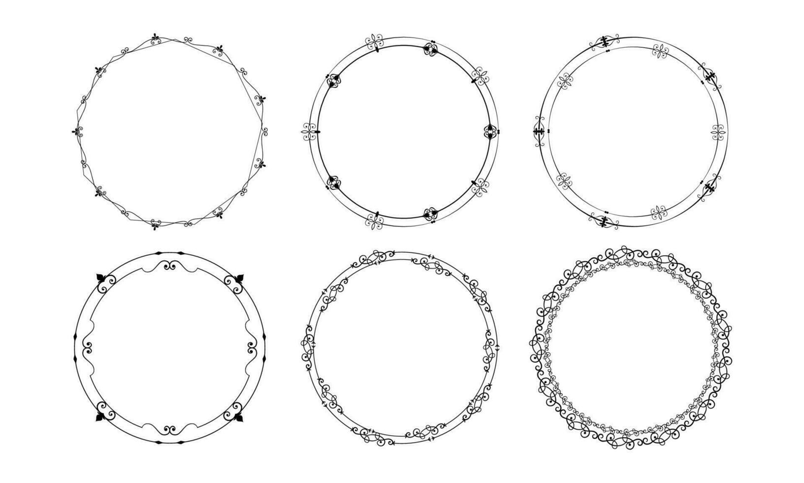 Vektor Sammlung von runden Jahrgang Frames