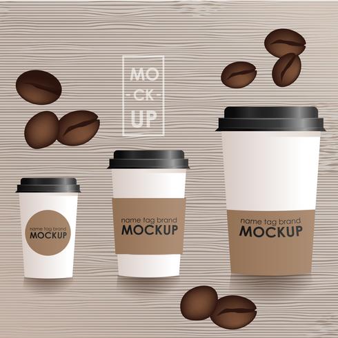 Olika storlekar och typ av kaffe kopp mock-up. Gradient bakgrund. realistiskt koncept vektor