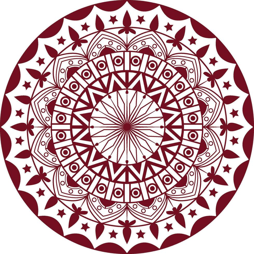 Vektor Zeichnung Mandala Kunst, ein kreisförmig Design mit rot und Weiß Elemente