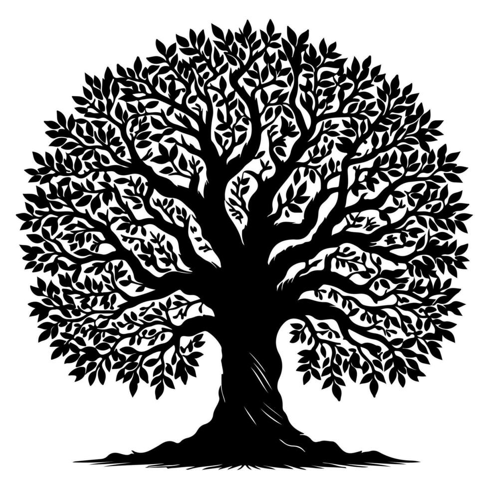 ai generiert Single Baum schwarz Silhouette Vektor Illustration