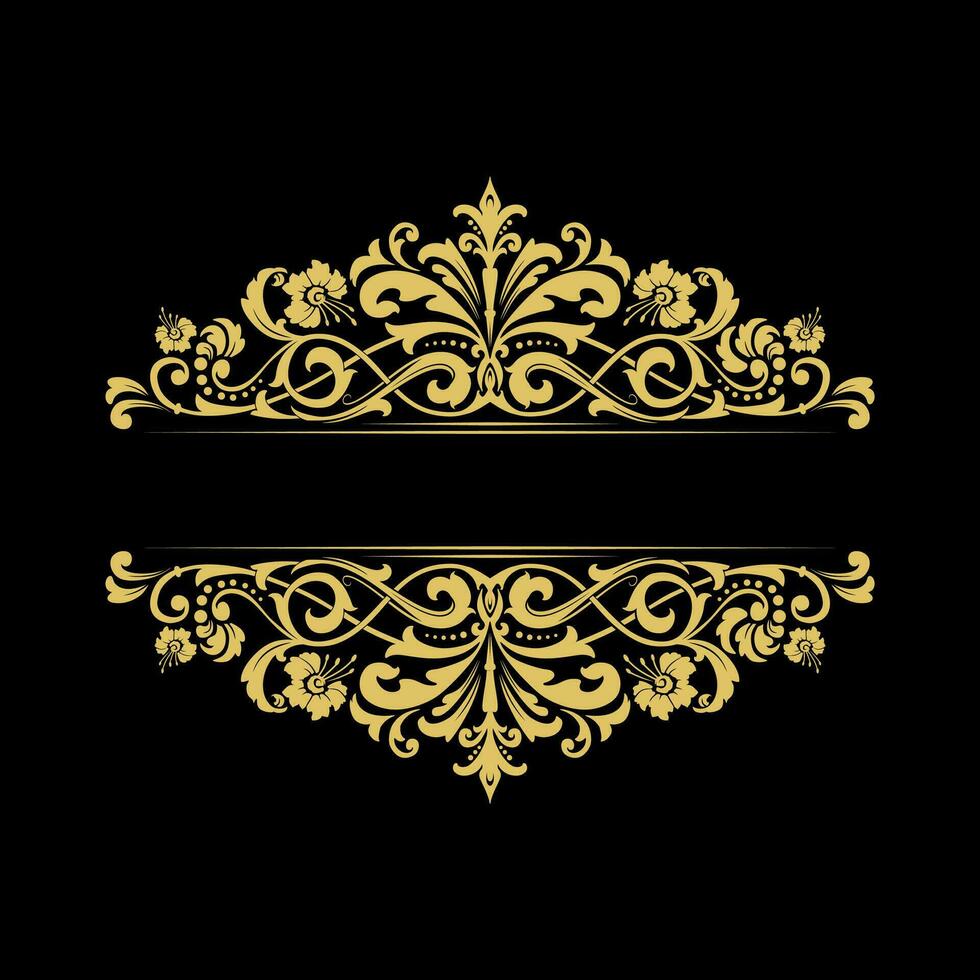 Jahrgang Gold Rahmen auf ein schwarz Hintergrund. Grafik Design. Damast Grafik Ornament. vektor