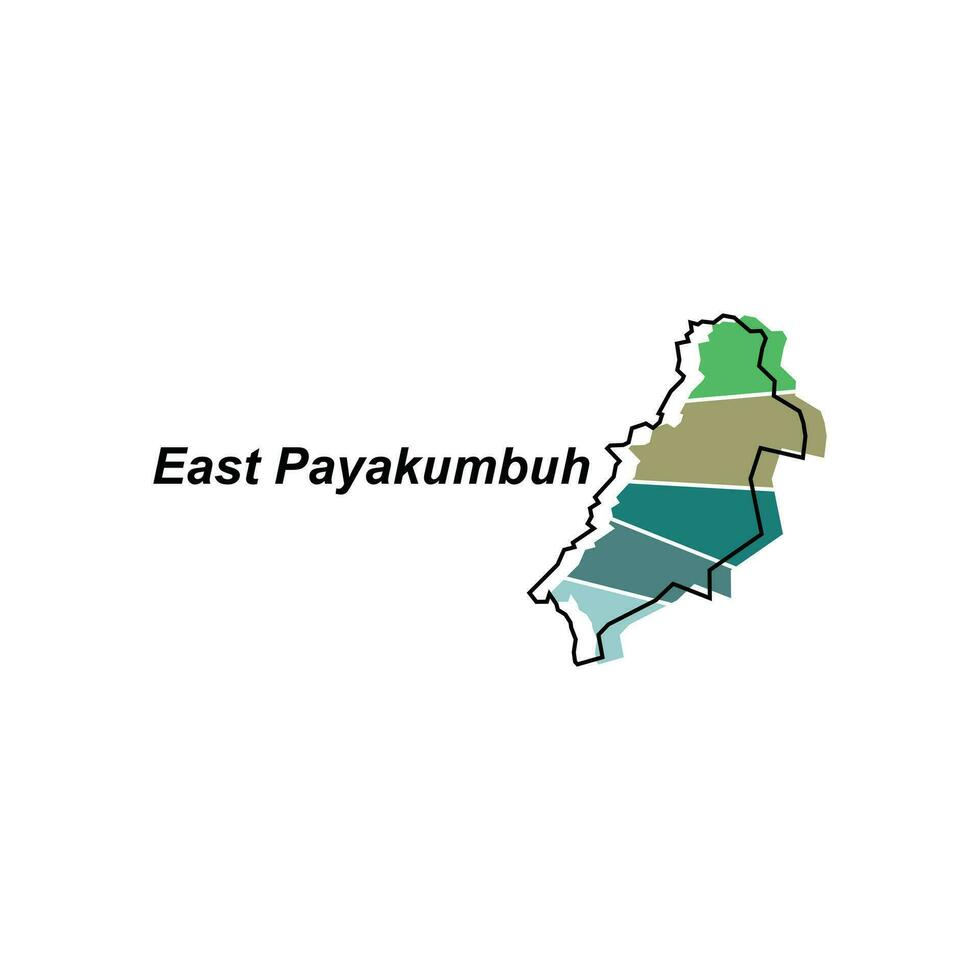 Karta stad av öst payakumbuh värld Karta internationell vektor mall med översikt, grafisk skiss stil isolerat på vit bakgrund
