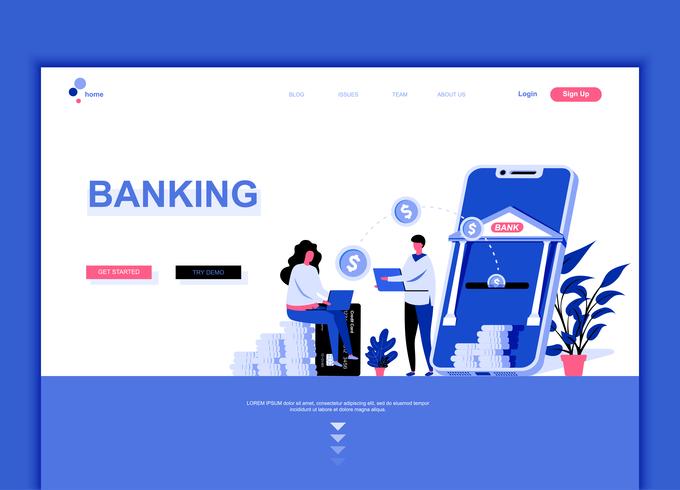 Modernes flaches Websitedesign-Schablonenkonzept von Online-Banking vektor