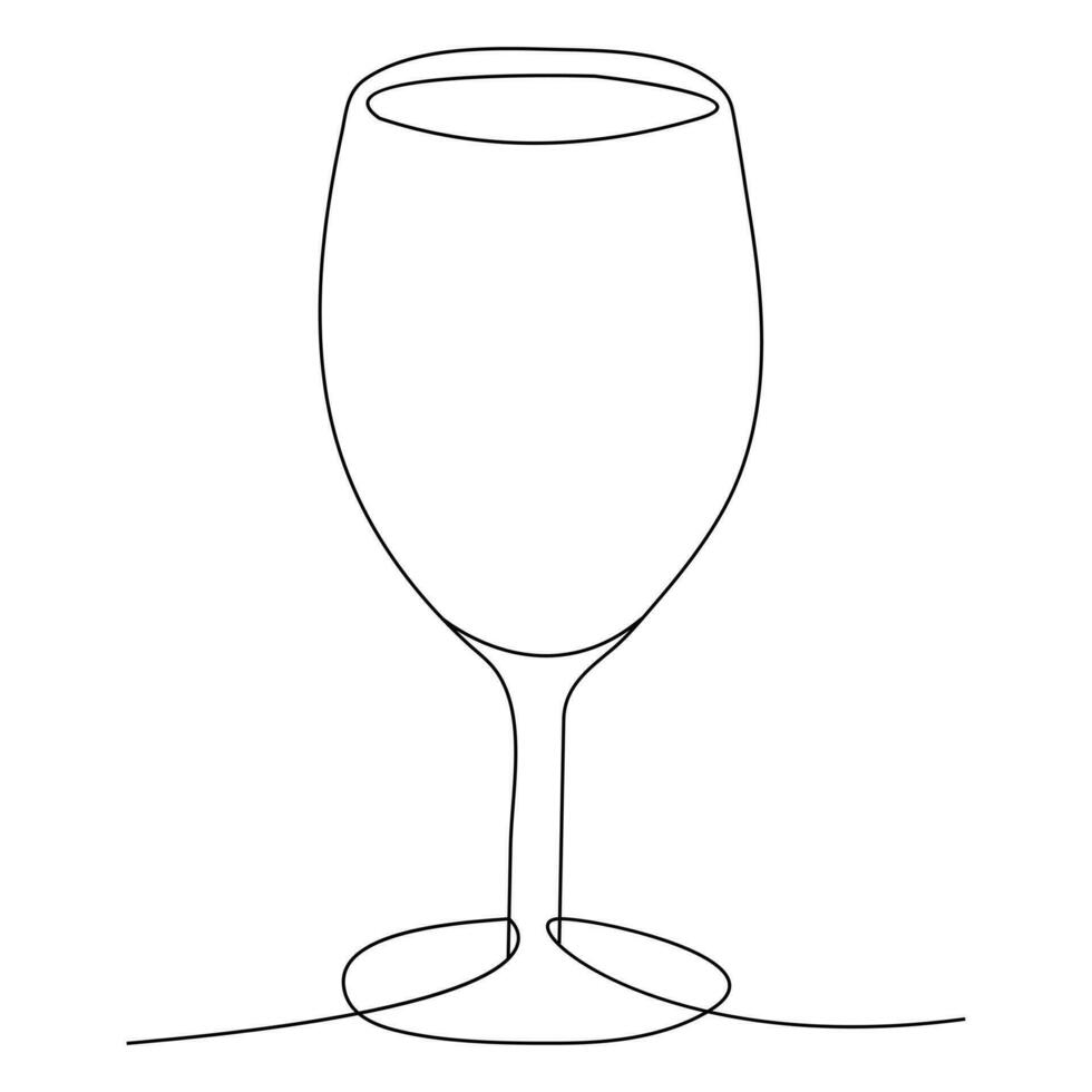 kontinuerlig enda linje konst teckning av vin glas översikt dryck element vektor illustration