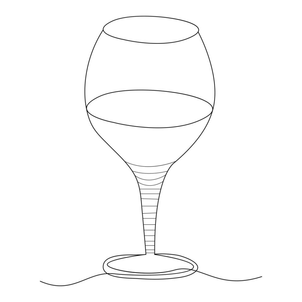 kontinuierlich Single Linie Kunst Zeichnung von Wein Glas Gliederung Getränk Element Vektor Illustration