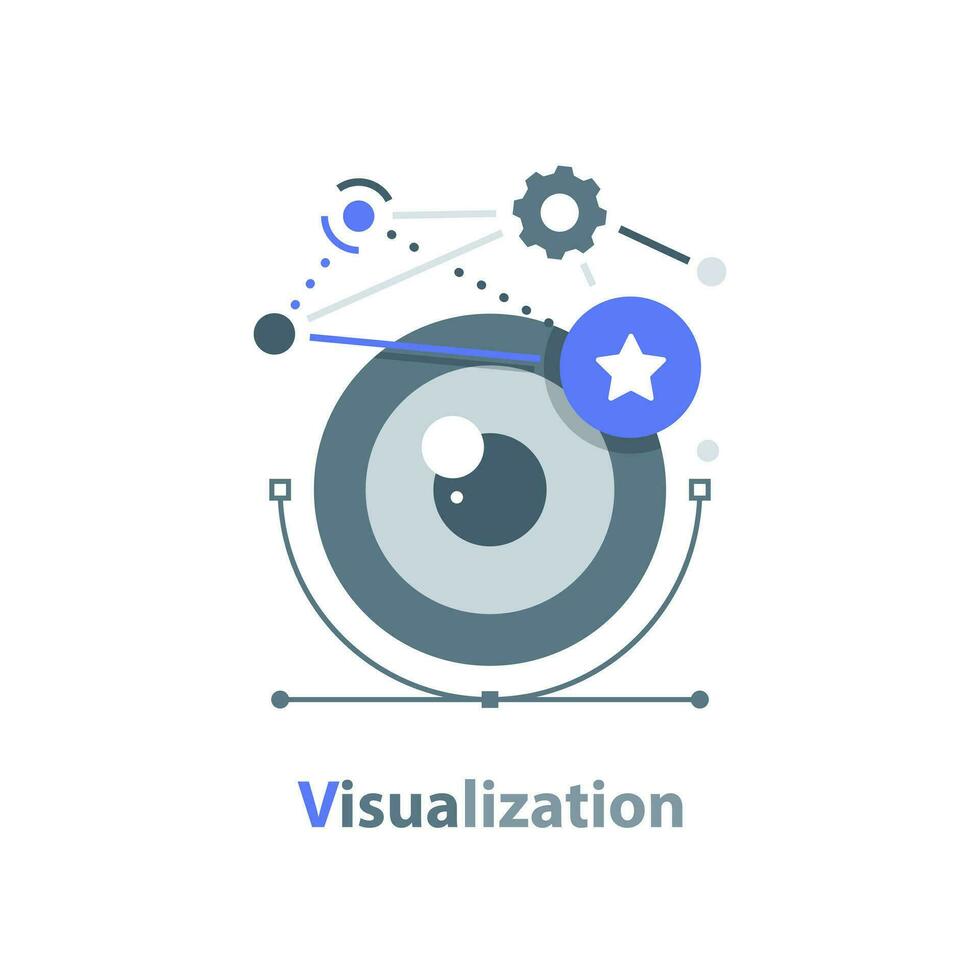 Visualisierung, Auge suchen Vektor Symbol, flach Design Symbol Vektor Illustration