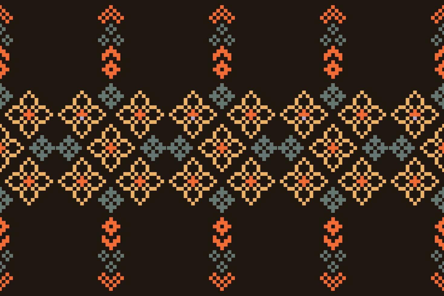 ethnisch geometrisch Stoff Muster Kreuz Stich.ikat Stickerei ethnisch orientalisch Pixel Muster braun Hintergrund. abstrakt, vektor, illustration. Textur, Kleidung, Schal, Dekoration, Motive, Seide Hintergrund. vektor