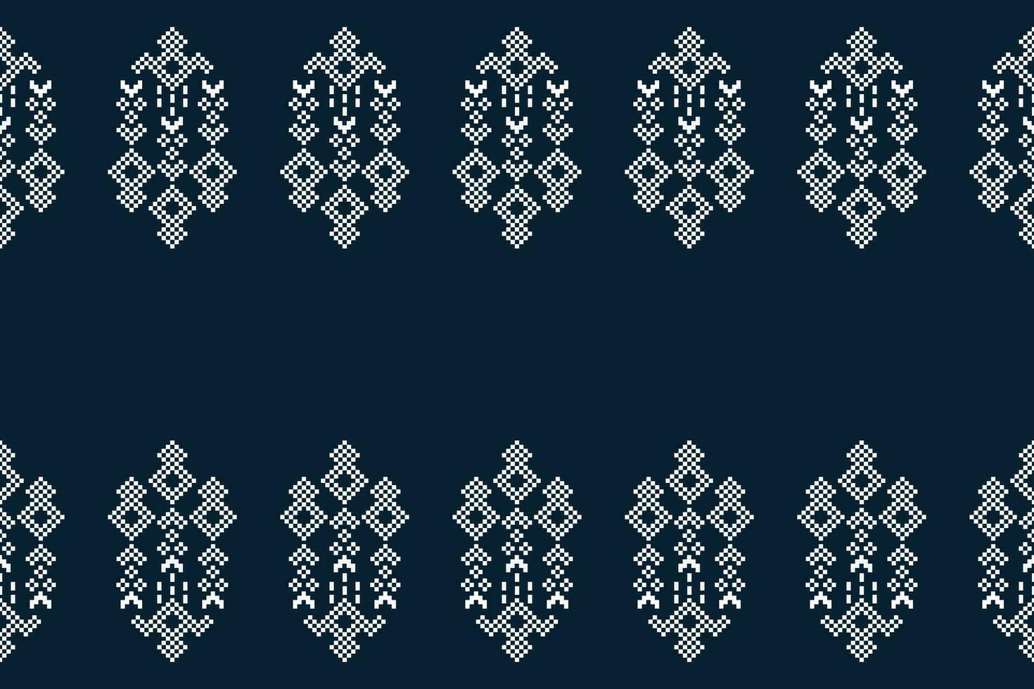 ethnisch geometrisch Stoff Muster Kreuz Stich.ikat Stickerei ethnisch orientalisch Pixel Muster Marine Blau Hintergrund. abstrakt, vektor, illustration. Textur, Kleidung, Schal, Dekoration, Motive, Seide Hintergrund. vektor