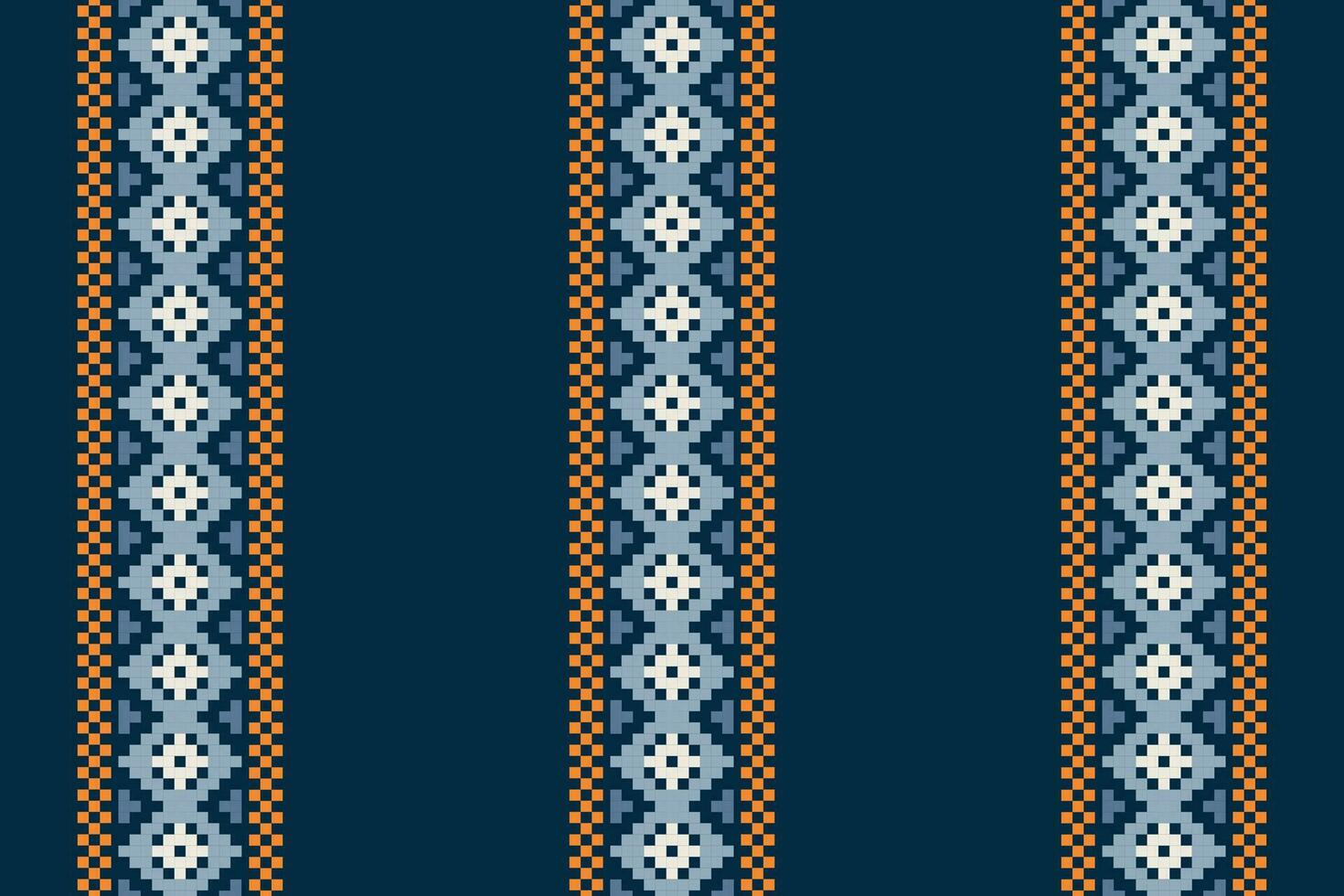 ethnisch geometrisch Stoff Muster Kreuz Stich.ikat Stickerei ethnisch orientalisch Pixel Muster Marine Blau Hintergrund. abstrakt, vektor, illustration. Textur, Kleidung, Schal, Dekoration, Motive, Seide Hintergrund. vektor