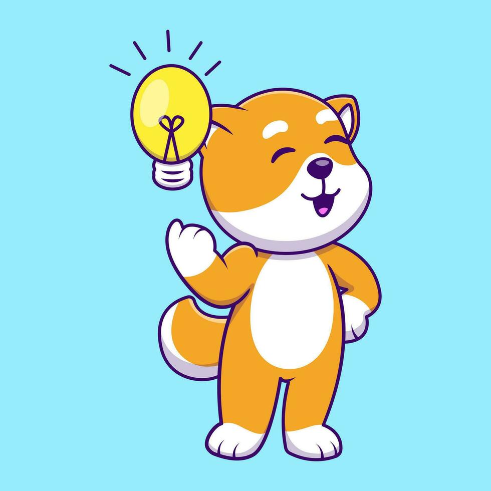 süß Shiba inu mit Idee Birne Karikatur Vektor Symbole Illustration. eben Karikatur Konzept. geeignet zum irgendein kreativ Projekt.