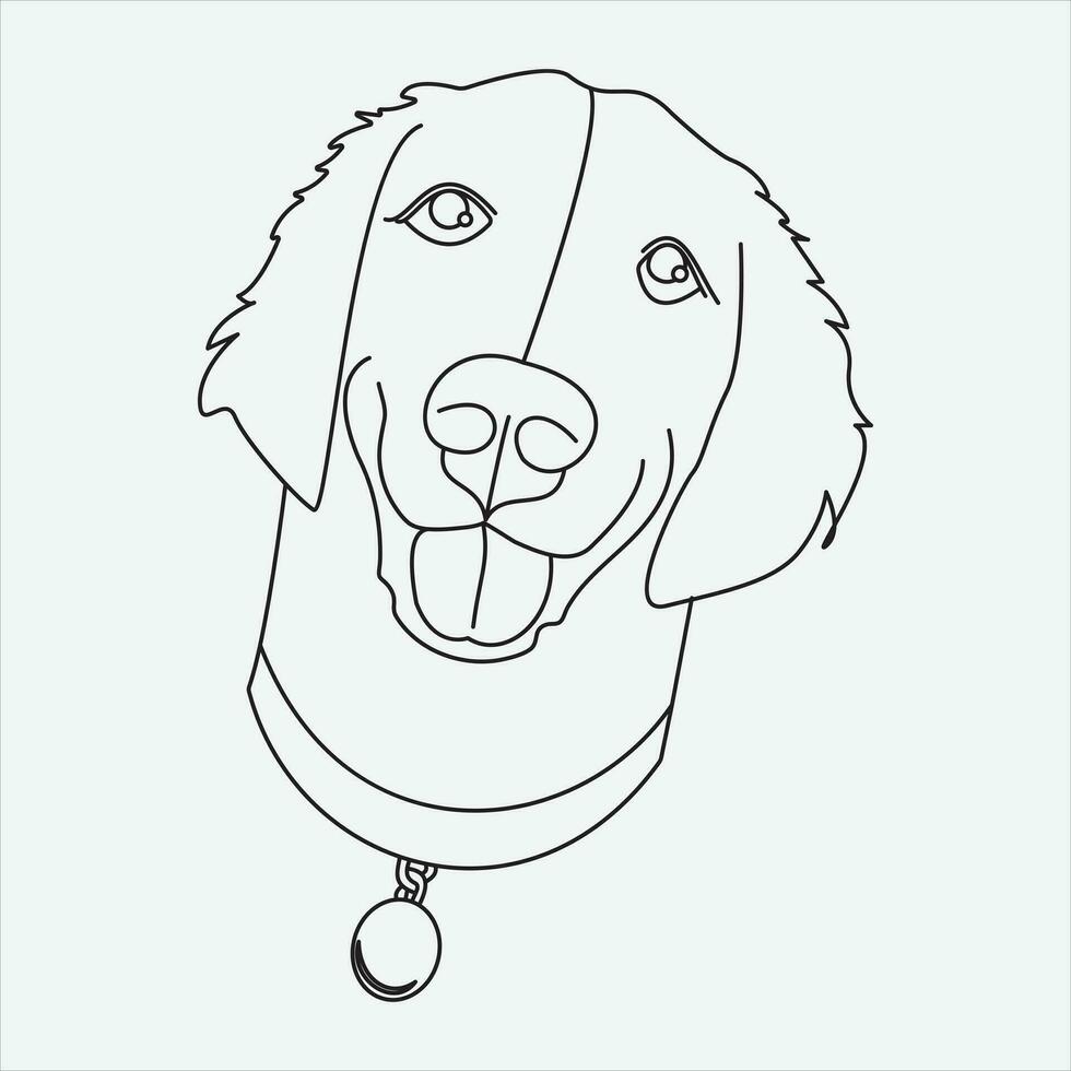 einer Linie Hand gezeichnet Hund Gliederung Vektor Illustration