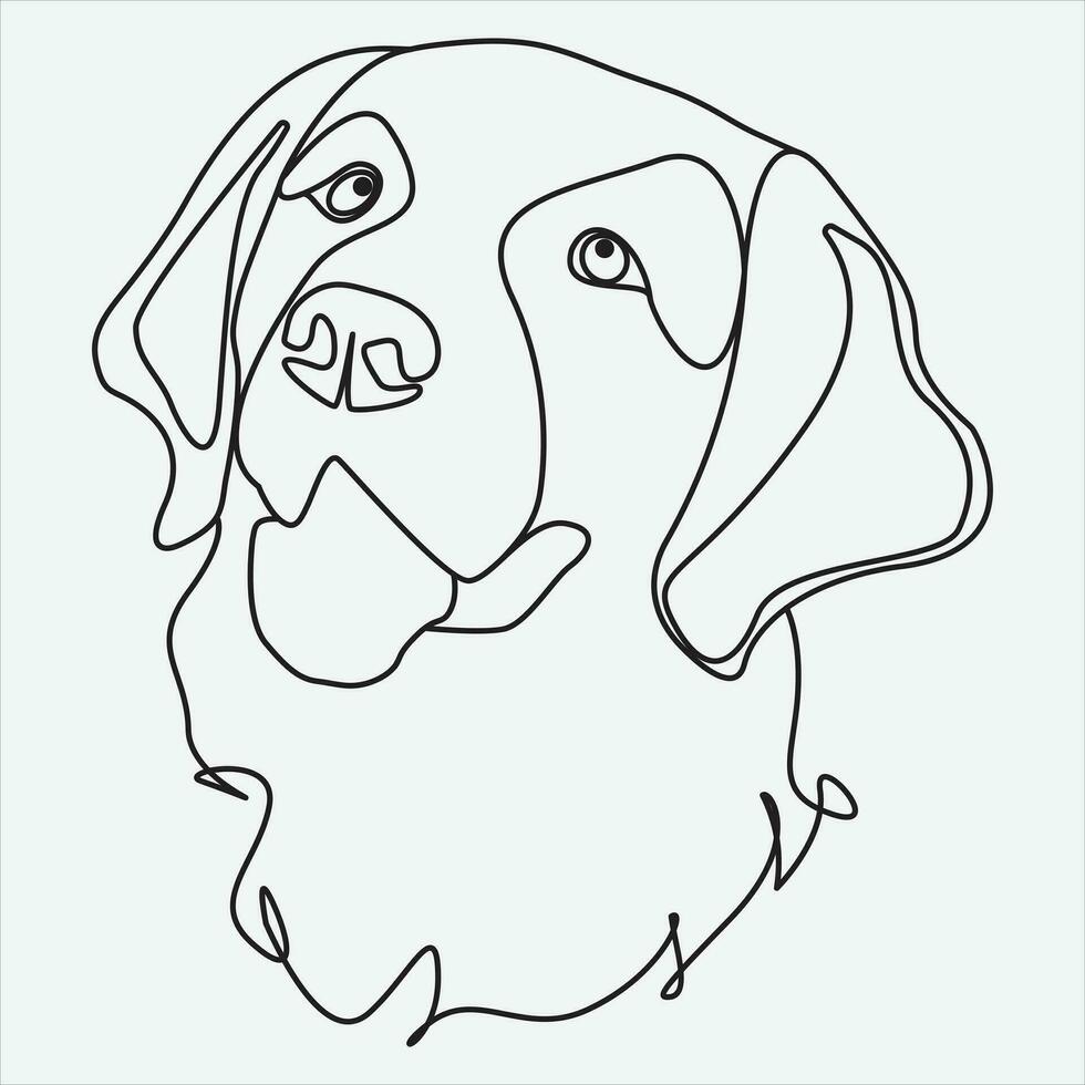 einer Linie Hand gezeichnet Hund Gliederung Vektor Illustration