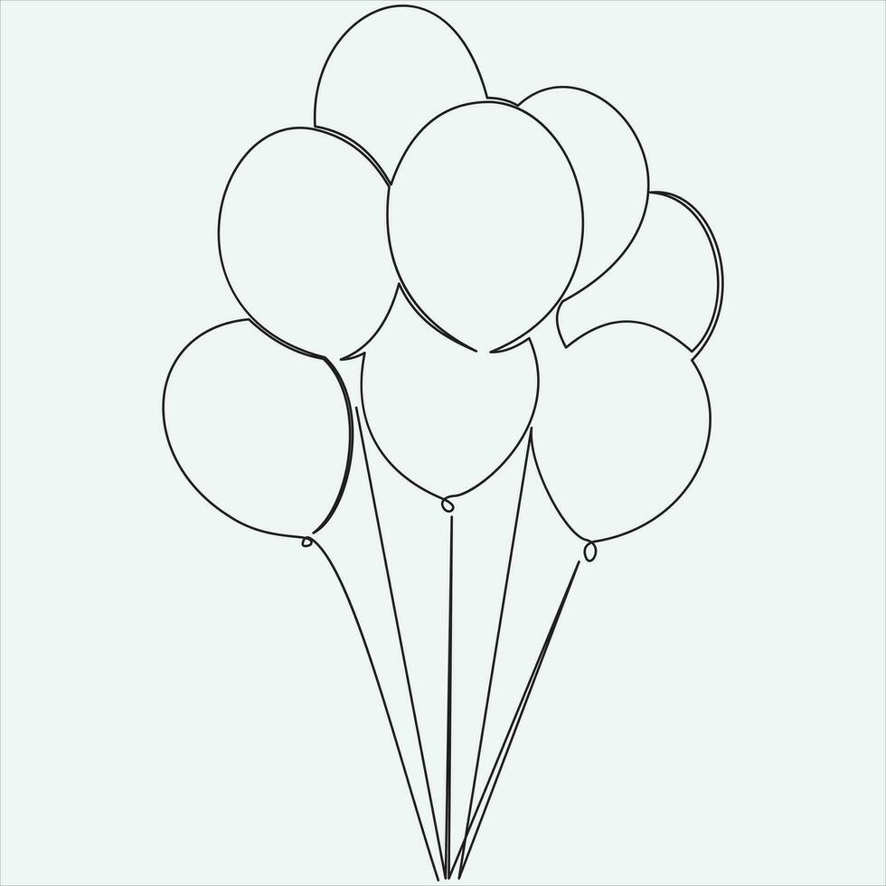 kontinuierlich Linie Hand Zeichnung Vektor Illustration Ballon Kunst