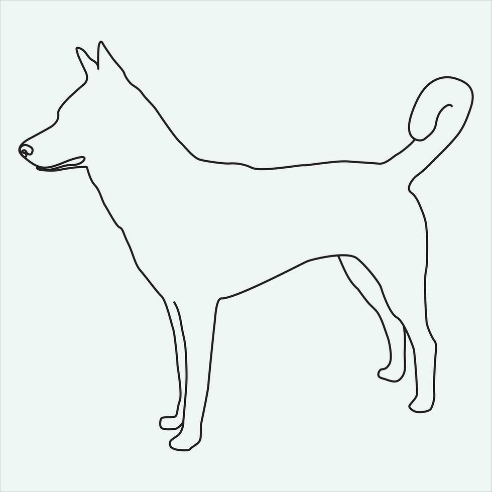 einer Linie Hand gezeichnet Hund Gliederung Vektor Illustration