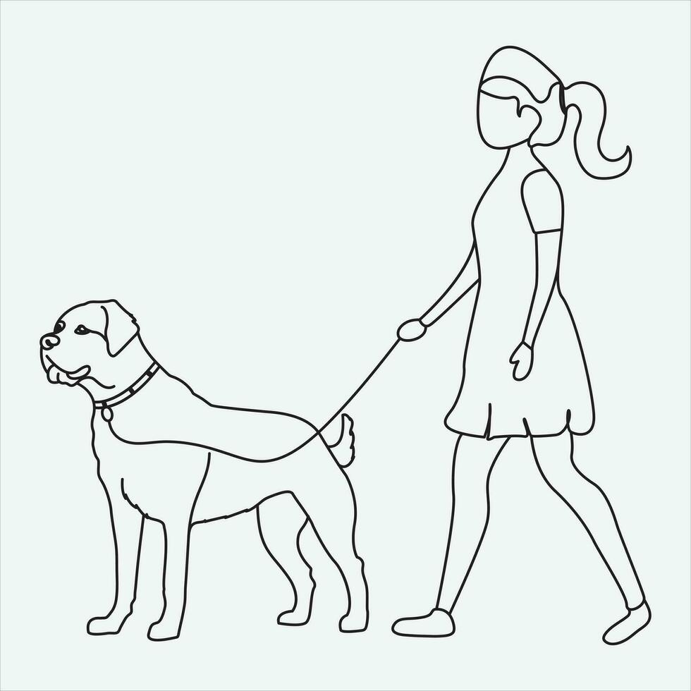 ett linje hand dragen hund översikt vektor illustration