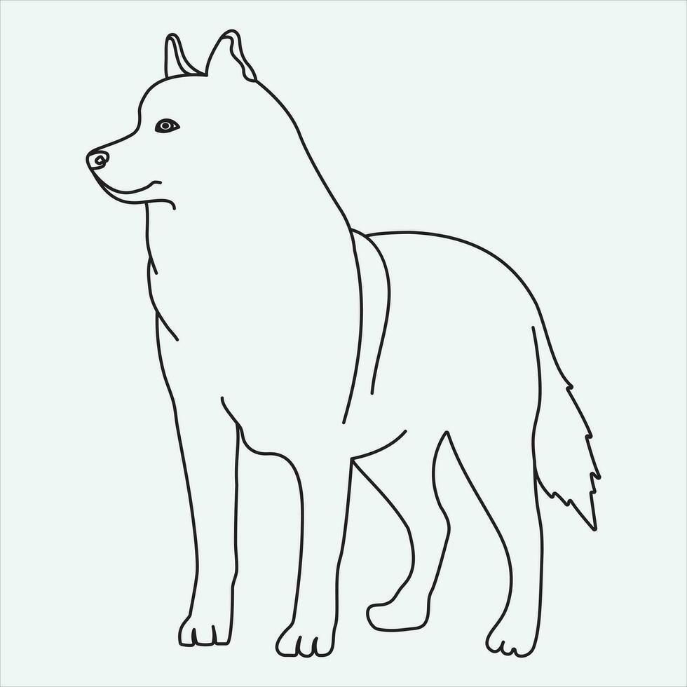 ett linje hand dragen hund översikt vektor illustration