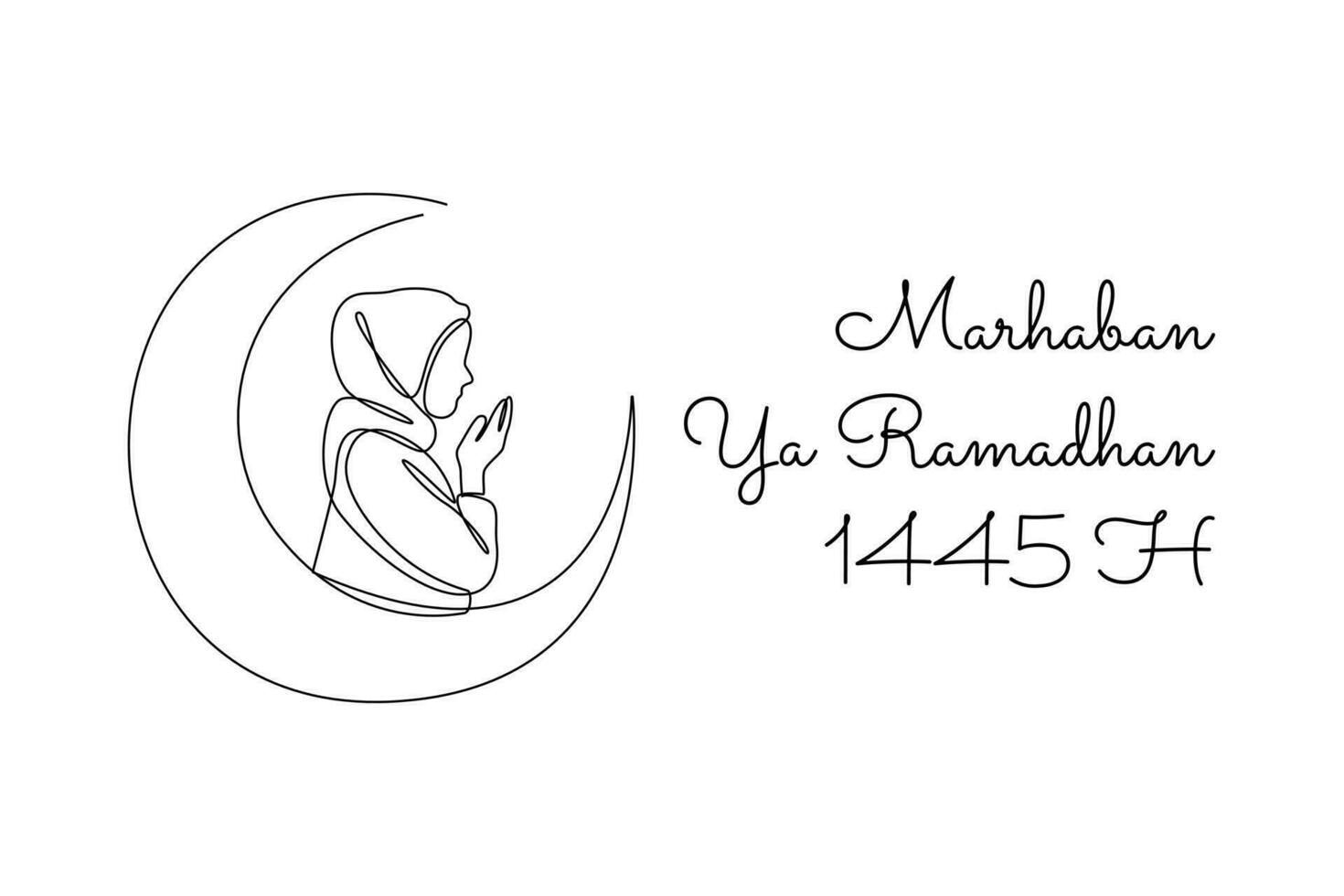 ett kontinuerlig linje teckning av välkomnande ramadan begrepp. klotter vektor illustration i enkel linjär stil.