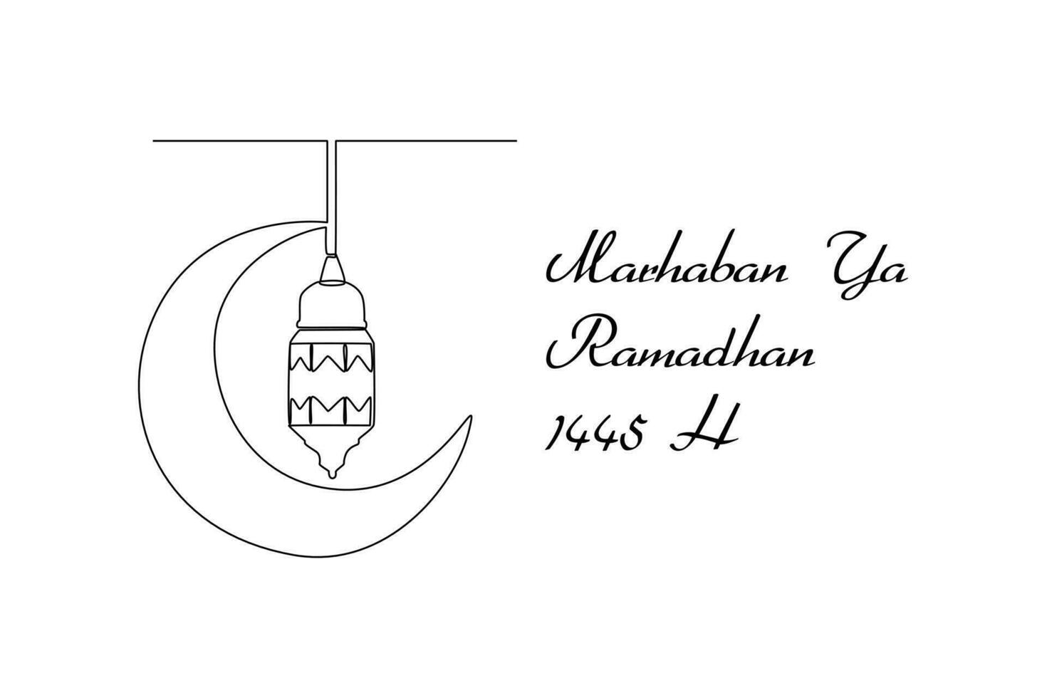 einer kontinuierlich Linie Zeichnung von Begrüßung Ramadan Konzept. Gekritzel Vektor Illustration im einfach linear Stil.