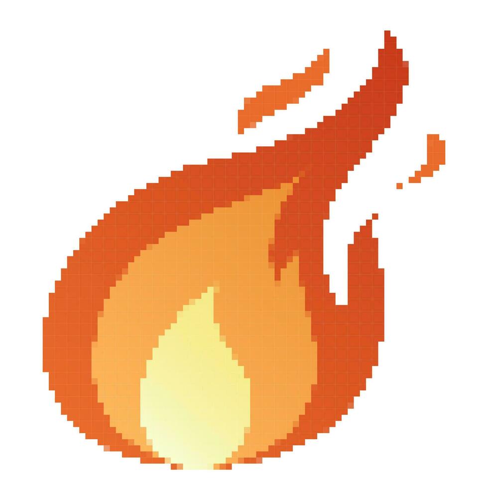 Pixel Feuer Flammen, hell Feuerball, Hitze Lauffeuer und rot heiß Lagerfeuer, rot feurig Flammen. vektor
