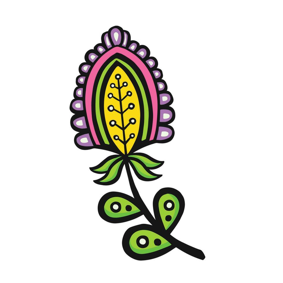 ethnisch stilisiert hell Lavendel Knospe, Vektor
