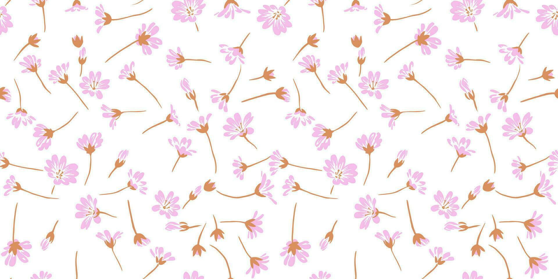 sanft Eleganz einfach Blumen- nahtlos Muster auf ein Weiß Hintergrund. Vektor Hand gezeichnet skizzieren. kreativ winzig gestalten wild Blumen. Design zum Mode, Stoff, und Textil.