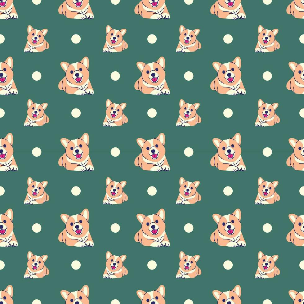 söt liggande corgi valp mönster design vektor