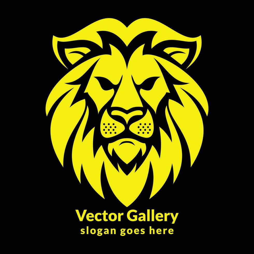 Vektor elegant Löwe Kopf Logo auf dunkel Hintergrund