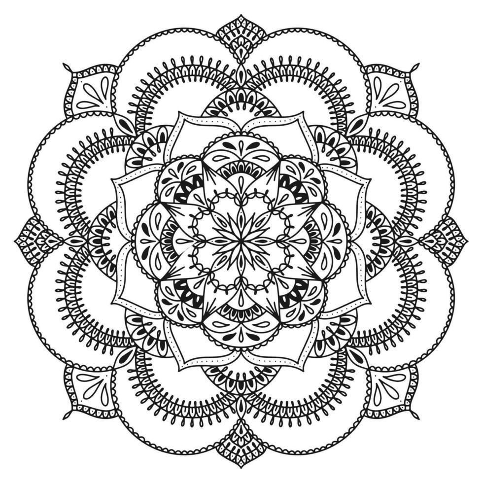 mandala för henna, mehndi, tatuering, dekoration, färg bok. dekorativ runda ornament. etnisk orientalisk cirkulär prydnad vektor. anti-stress terapi teckning vektor