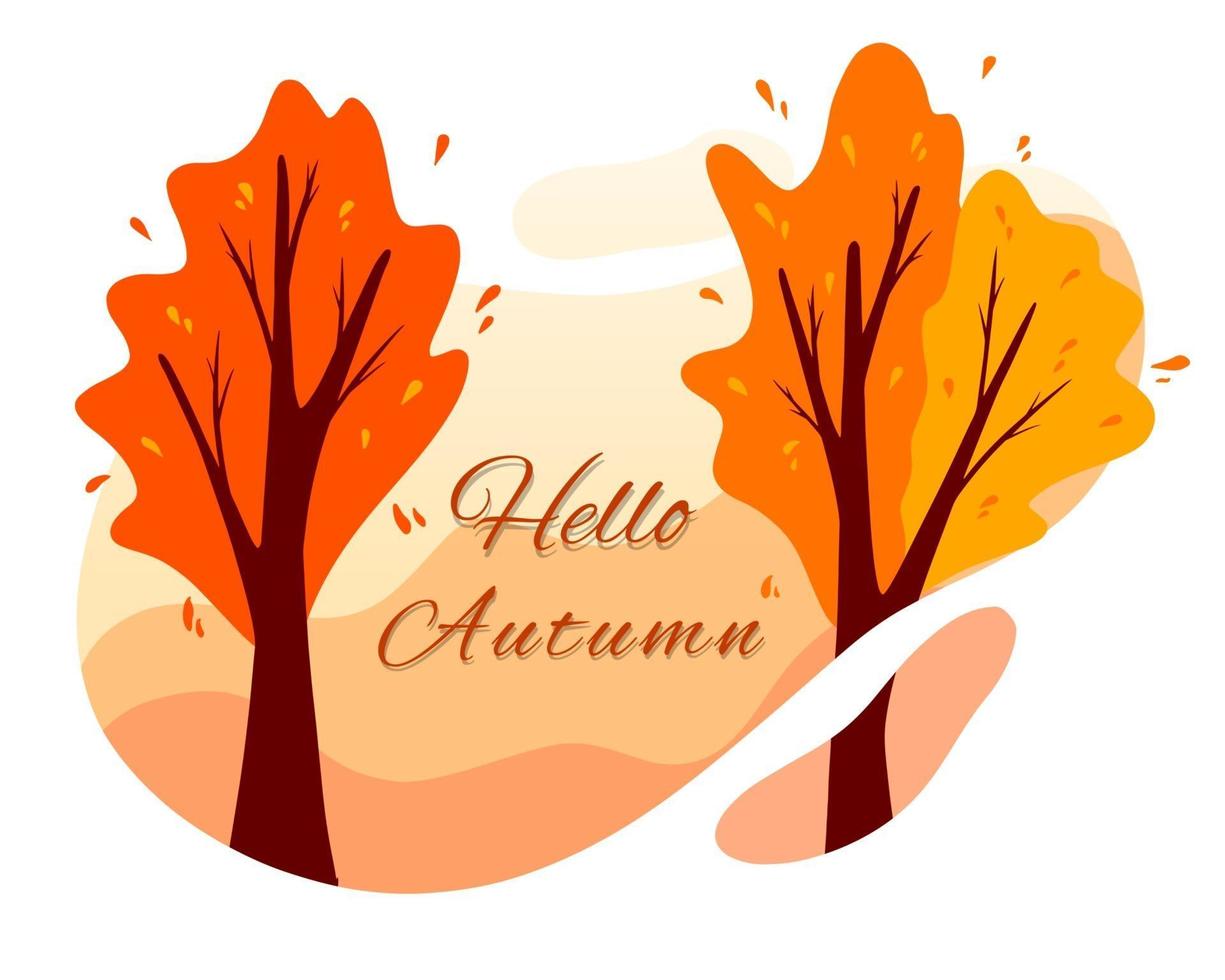 Herbst Hintergrund. Herbstparkbäume in leuchtenden Farben, gelb, orange. vektor