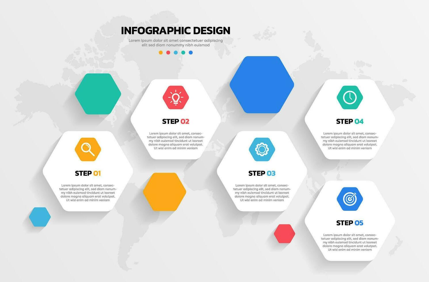 modern Hexagon gestalten Infografik Vektor mit 5 Schritt Symbole